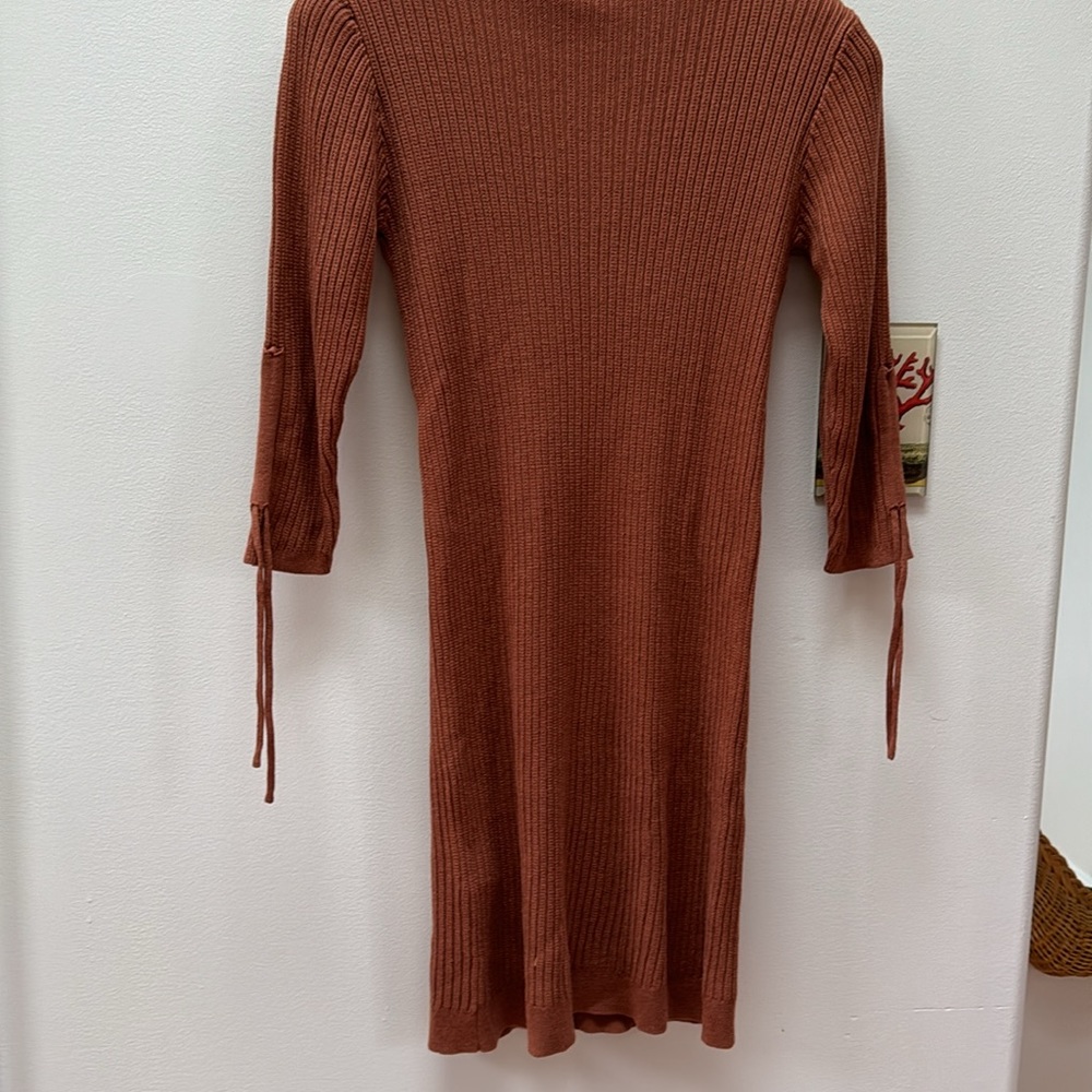 NWT Rust Ribbed Knit Mini Dress - Picture 5 of 7